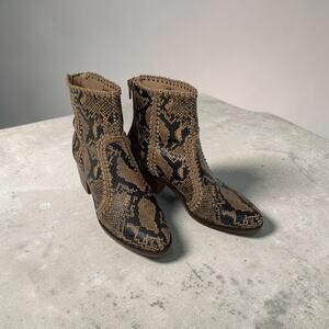 Chelsea & Violet Lucy Python Snakeskin Print Leather Ankle Boots, Size 6M